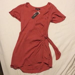 LuLus rusty red wrap dress
